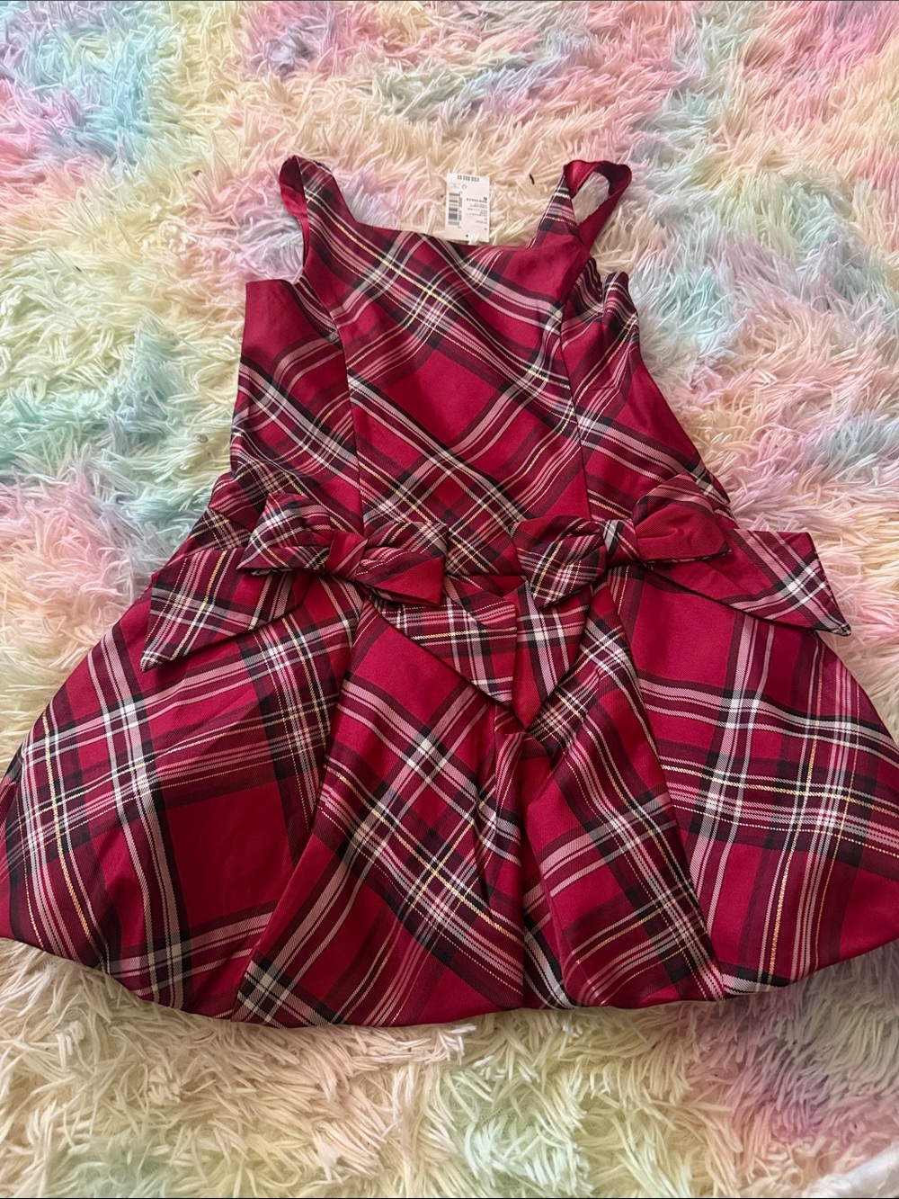 The Children's Place Red Plaid Bow-Trim Party Dress